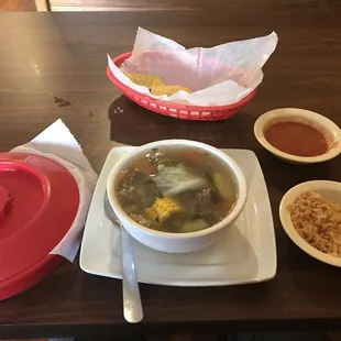 Beautiful bowl of caldo on a chilly day