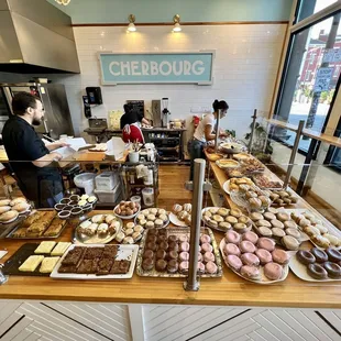 a variety of pastries on display