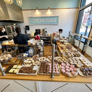 a variety of pastries on display