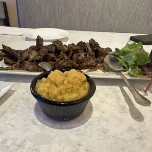 Yellow lentils and beef tibs