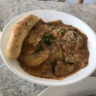 Half and half ravioli (beef and cheese)