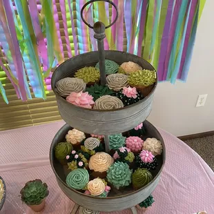 three tiered cupcake display