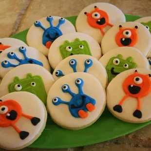 Perfect 1st Birthday Little Monster themed cookies. Thank you Cheri&apos;s Bakery!!