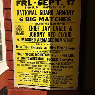 Old professional wrestling poster