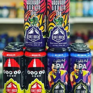 a stack of cans of beer