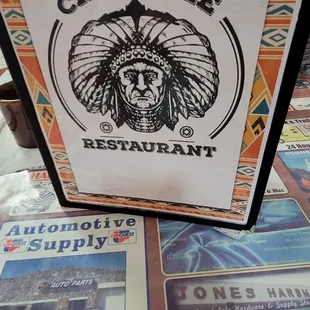 Front of the menu