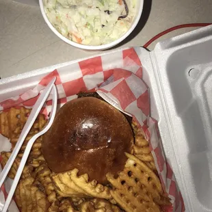 Coleslaw as Seasoned Waffle Fries