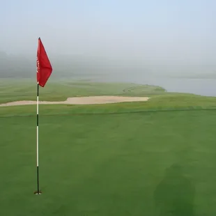 View from #15 green in the fog.