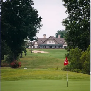 Spectacular view from behind #8 green, up #9 to the clubhouse.