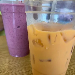Thai Tea, and Wild Berry smoothie.