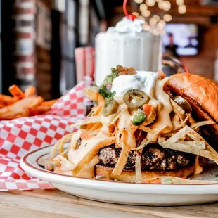 a burger and fries