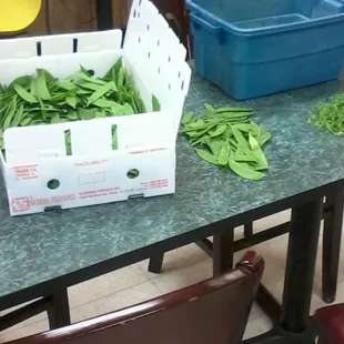 The &quot;Prep Station&quot; located in the front of the &quot;Drink Section&quot; At least we know its fresh snow peas.