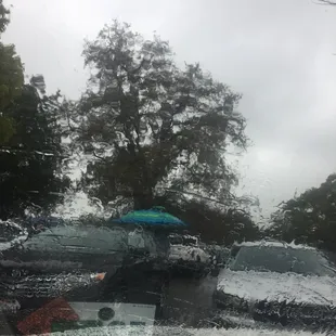 Raining hard and a state cup. Yikes