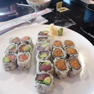 Salmon &amp; avocado roll. Tuna &amp; avocado roll