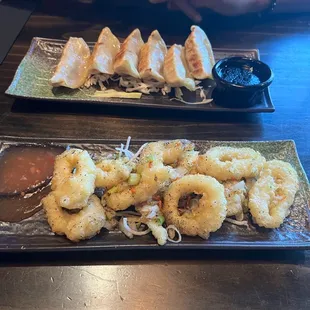 Asian Fried dumplings (pork) &amp; salt &amp; pepper calamari