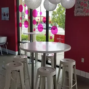 a table with four stools