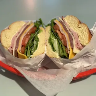 a ham and cheese sandwich