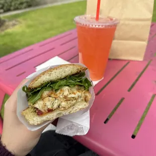 Chicken Pesto Panini and Strawberry Lemonade