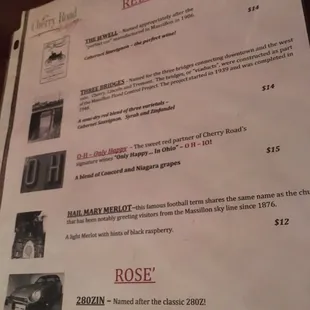 A snippet of the menu