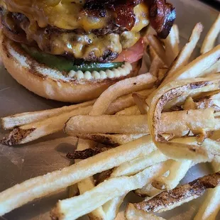 Double burger and fries