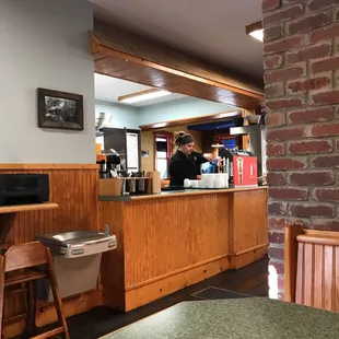 Counter and staff working hard on my breakfast