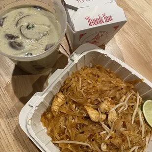 Chicken pad thai &amp; green curry