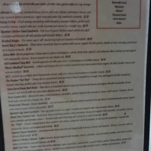 Sandwiches, mostly $7.95-$8.95. Includes chips, garden salad, or cup of soup. Try the Chicken Salad; it&apos;s delicious