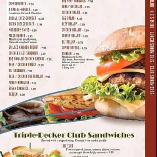 the menu of the restaurant