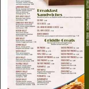 the breakfast menu