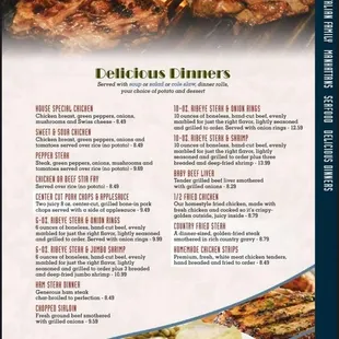 the menu of the restaurant