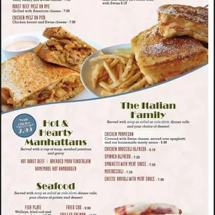 the menu for the italian family