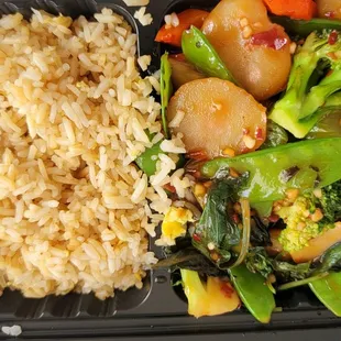 Vegetable with garlic sauce - note Thai basil