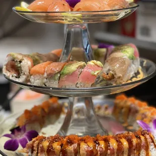 Handcrafted Custom sushi tower for Yelp Elite!