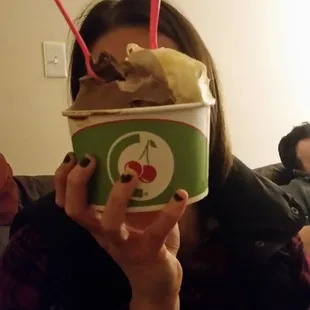 Half Cheesecake  (just ok), and half chocolate  (silky, smooth and delicious)