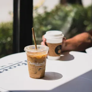 a cup of coffee on a table