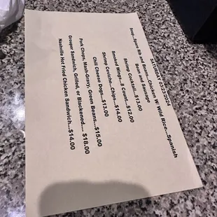 menu