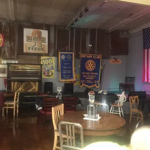 The stage with piano at Woodshed.