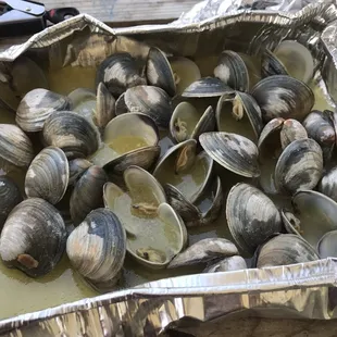 a pan of clams