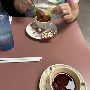 Chili &amp; pickled beets.