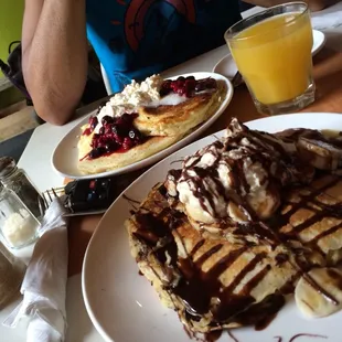 Nutella pancakes. Mixed berry pancakes. They were ok