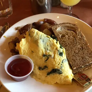 Spinach Cheddar Tomato Omelet