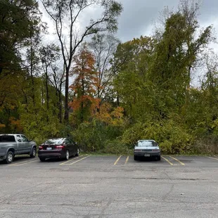 Lots of parking at 2:19 Sunday - the  big parking lot was full earlier.