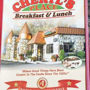 Menu from Cheryl's Place