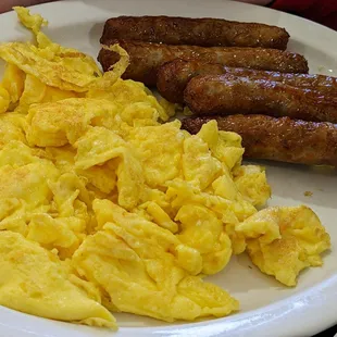 Scrambled eggs and sausage