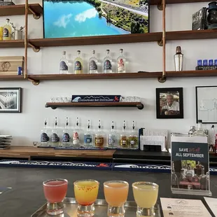 Cocktail flight at the bar