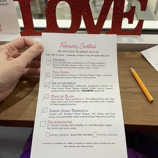 Menu special for Valentine&apos;s