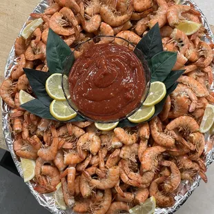 Peel n eat steamed shrimp tray!