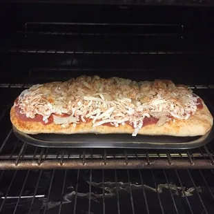 Our serving offers wheat flatbread with a touch of olive oil, zesty mozzarella, sweet marinara....
