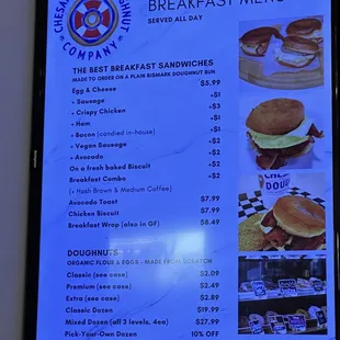 Breakfast menu