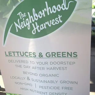 Home delivered greens.  Year round.  Hydroponic